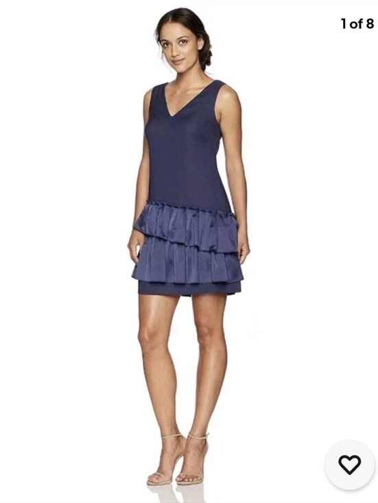 Eliza J Dresses & Skirts - Eliza J Navy Sleeveless V-Neck Ruffle Hem Dress